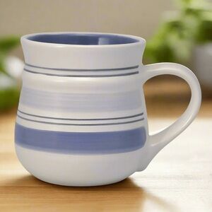 Rio by Pfaltzgraff Stoneware Coffee Mug Hand Painted Stripe Blue Periwinkle 14oz
